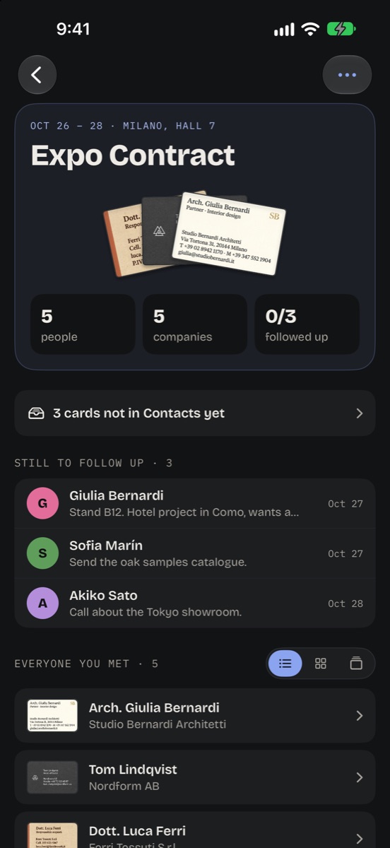 El evento Expo Contract: cinco personas, cinco empresas y tres pendientes de contactar