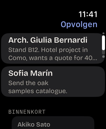Opvolgen op de Apple Watch: wie je vandaag antwoordt, en waar je het over had